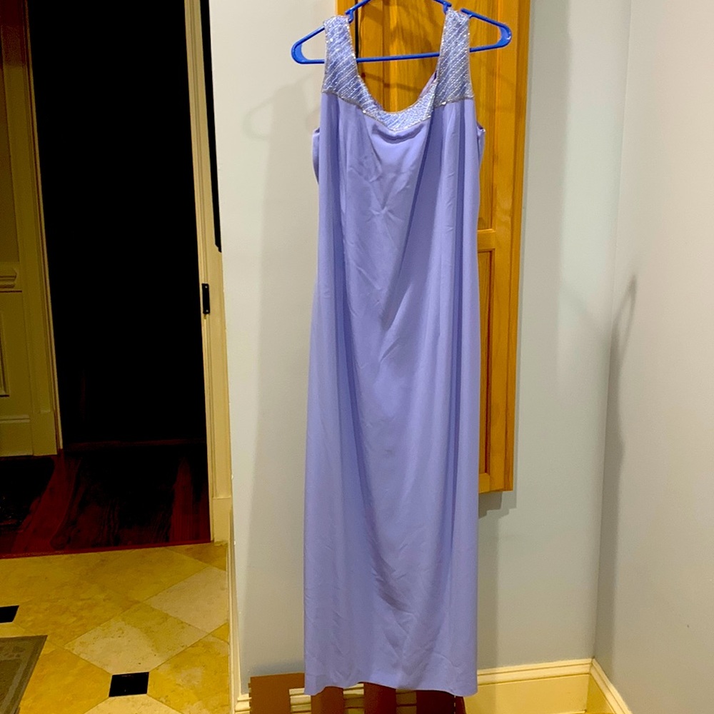 Formal floor length dress, periwinkle blue. Size 14.